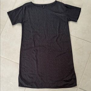 Eileen Fisher Black Mini Dress with Subtle Dots